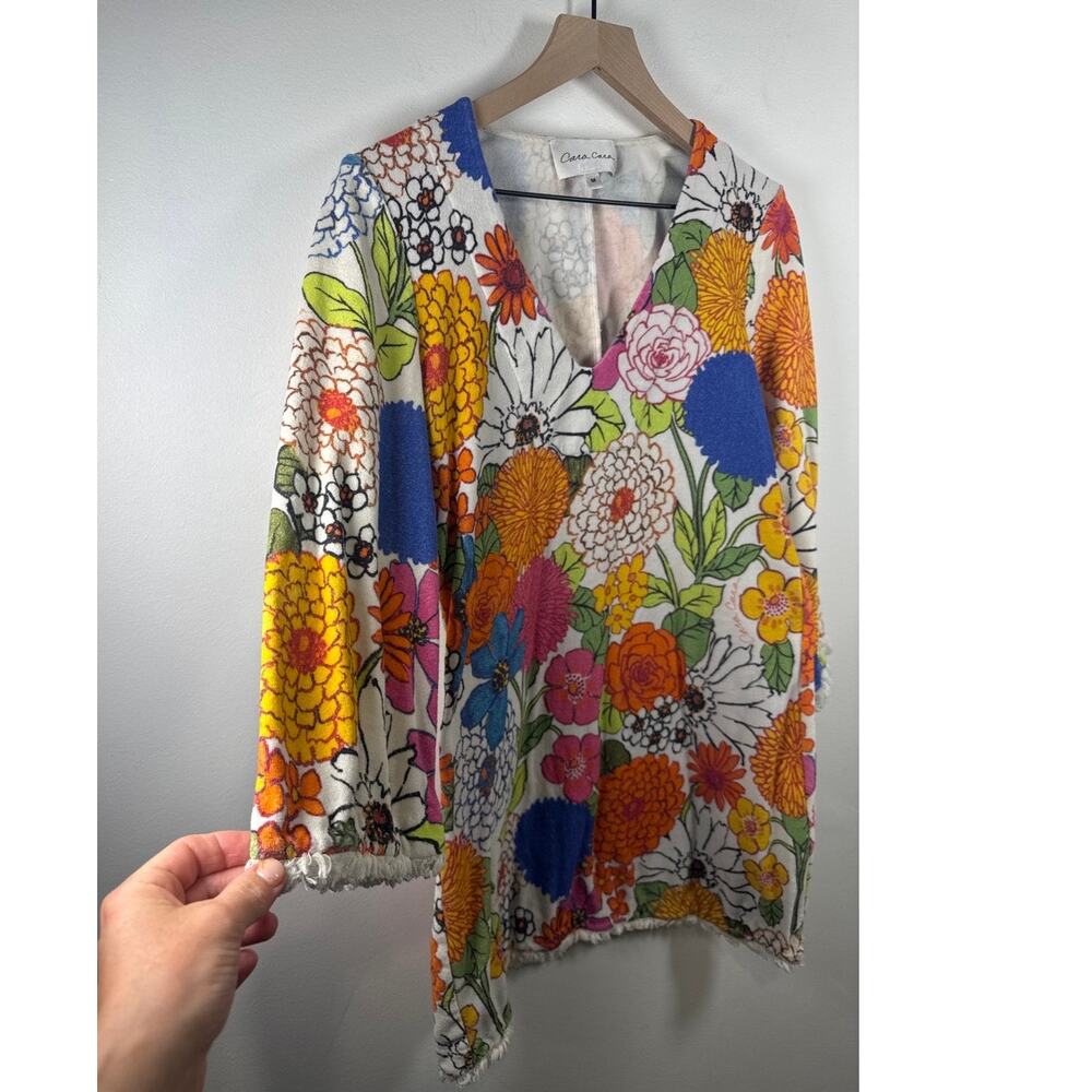 Cara Cara Mabel Dress in Retro Floral Print Terry Cloth Mini Dress, Medium - Picture 4 of 8